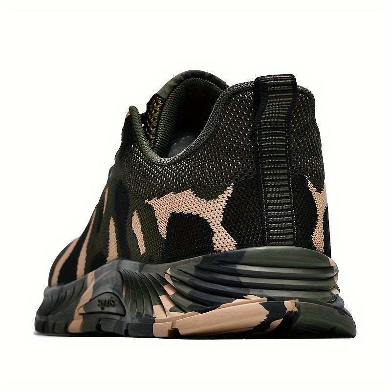 Trendy Woven Knit Camouflage Sneakers, Breathable Shoes